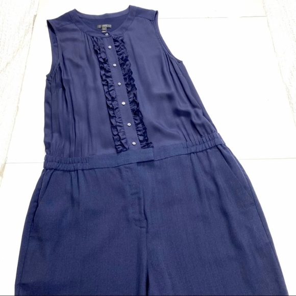 J.crew Silk Ruffle Front Jumpsuit in Navy Blue StyleF5571 - Picture 9 of 9
